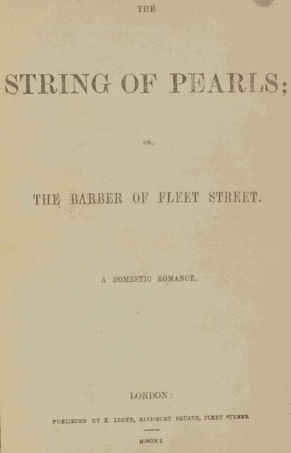 The String of Pearls; Or, The Barber of Fleet Street. A Domestic Romance. — book cover